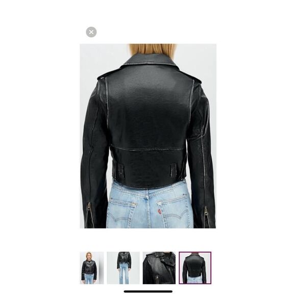 NWOT Made in ITALY RE/Done Black Leather 80s Moto Jacket Lined 4 Ext Pockets S - Picture 4 of 16